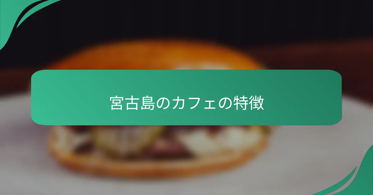 宮古島のカフェの特徴